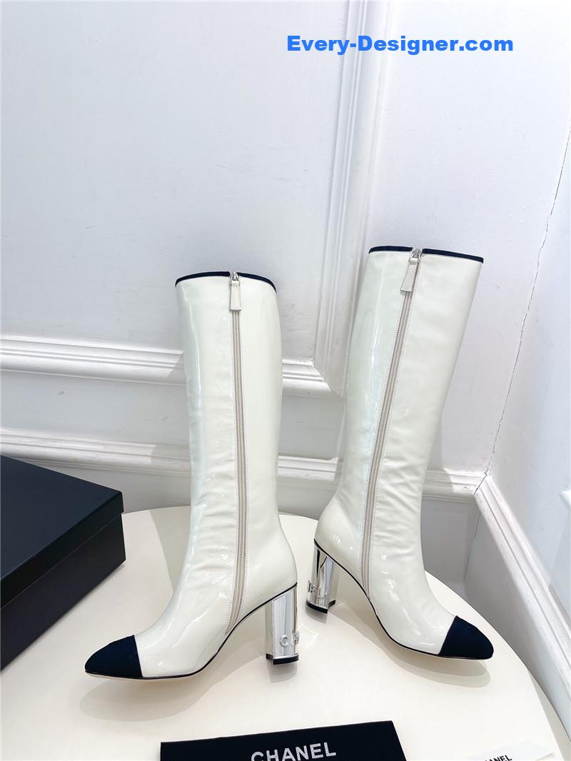 CC classic patent leather high heel boots