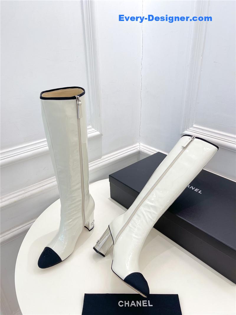 CC classic patent leather high heel boots