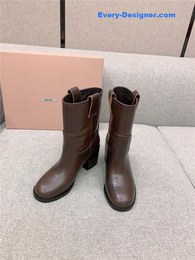M1um1u new thick heel straight short boots