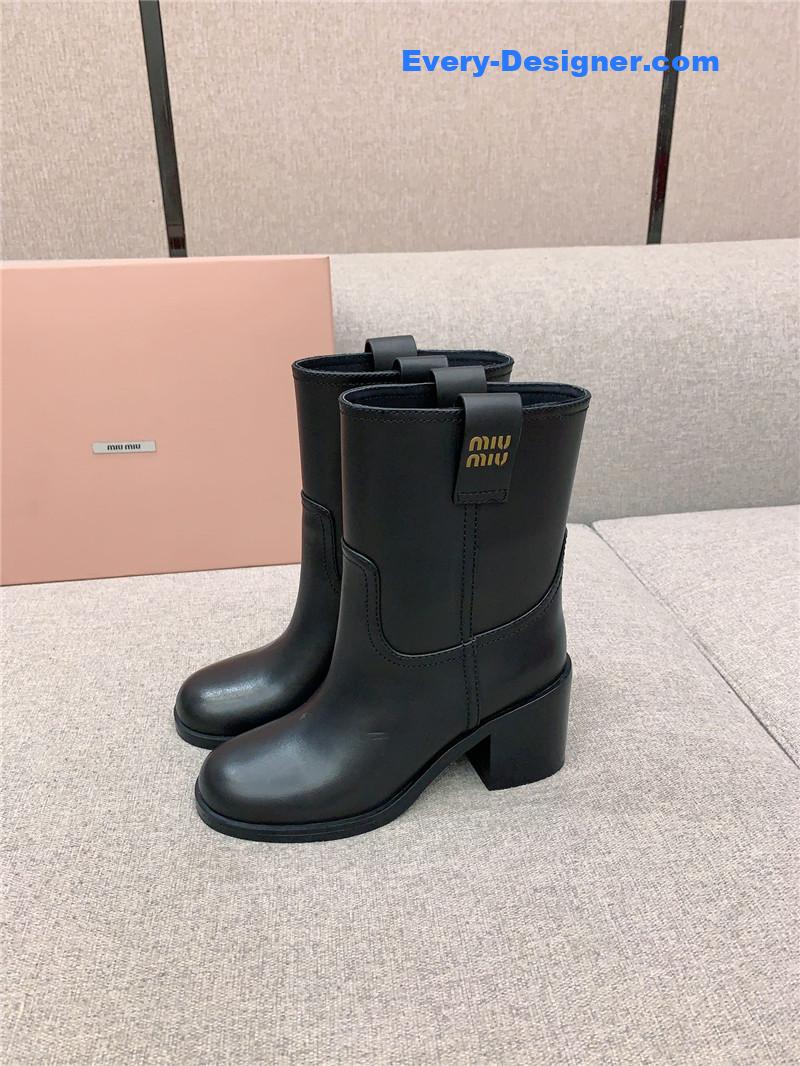 M1um1u new thick heel straight short boots