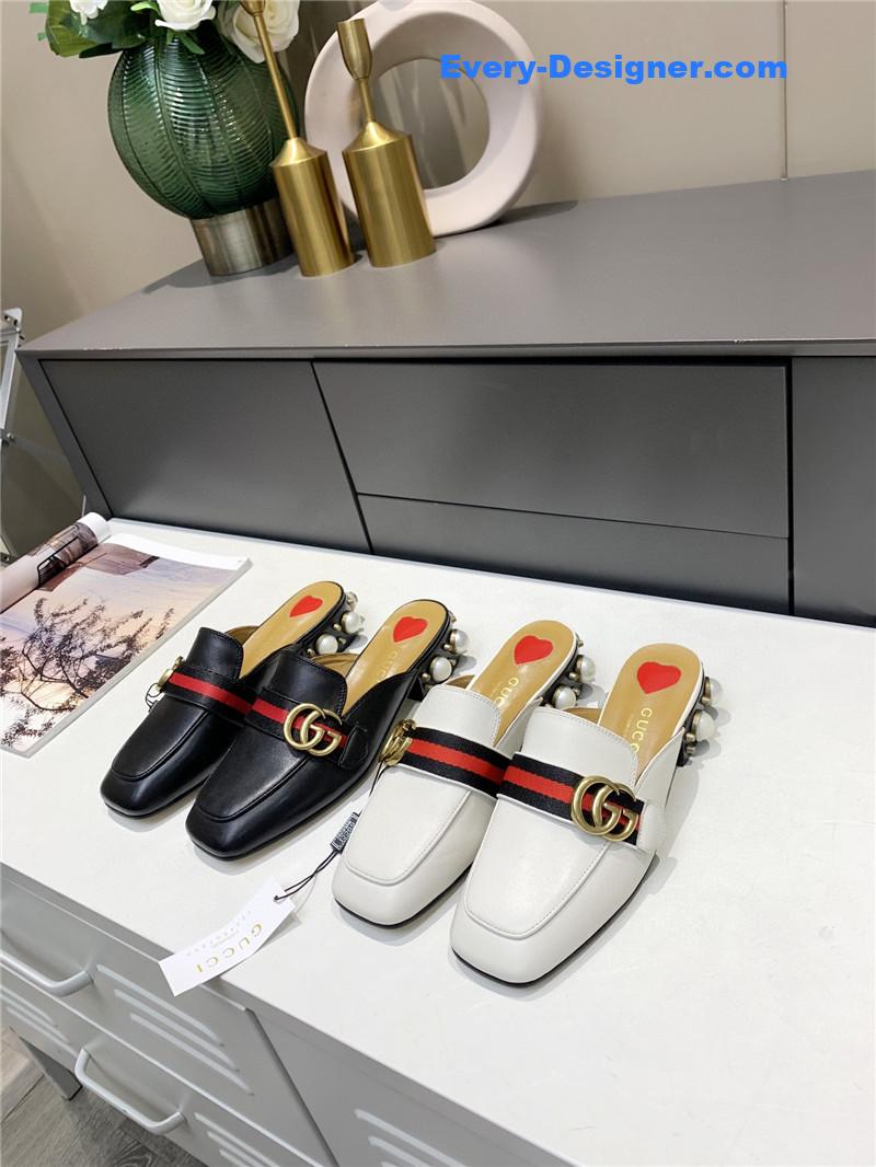 Gvc*1 pearl heel half slippers