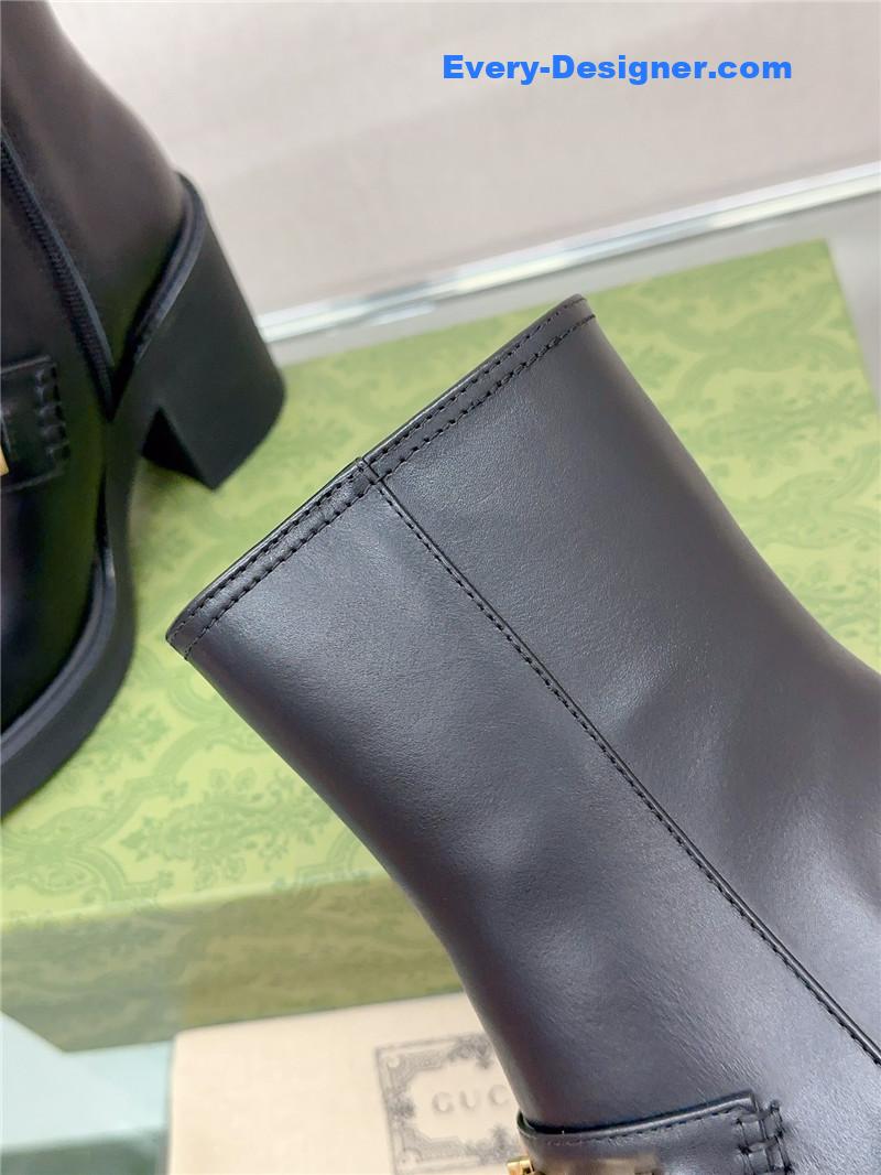Gvc*1 metal letter buckle high heel boots