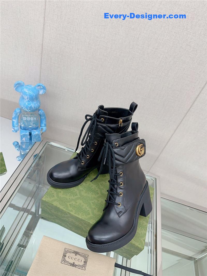 Gvc*1 double g buckle lace-up high heel boots