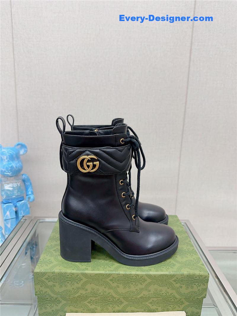 Gvc*1 double g buckle lace-up high heel boots