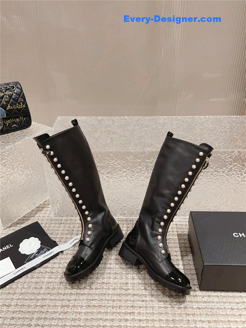 CC new autumn and winter pearl zipper boots