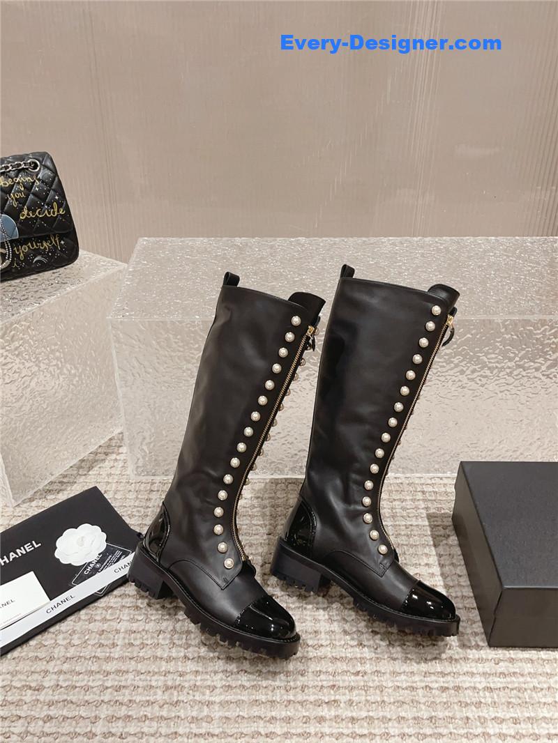 CC new autumn and winter pearl zipper boots