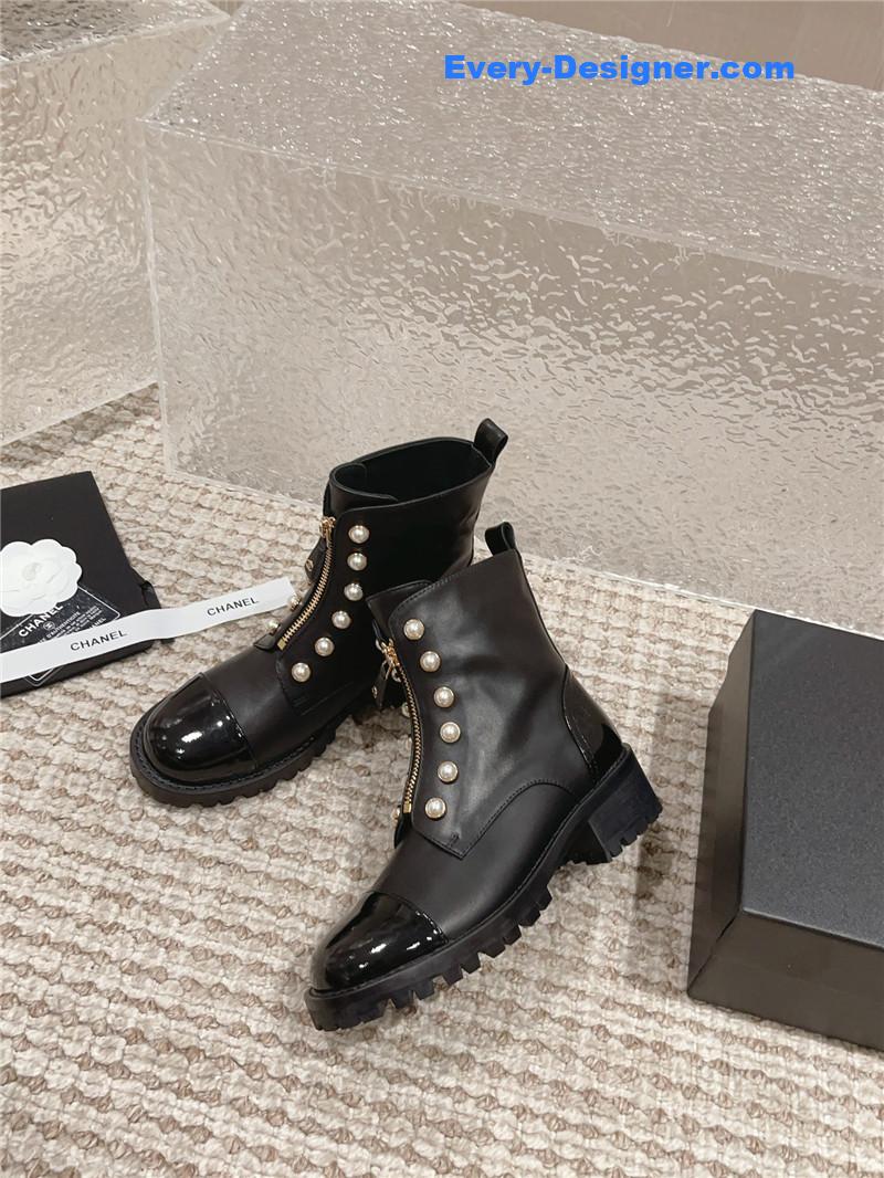 CC new autumn and winter pearl zipper boots