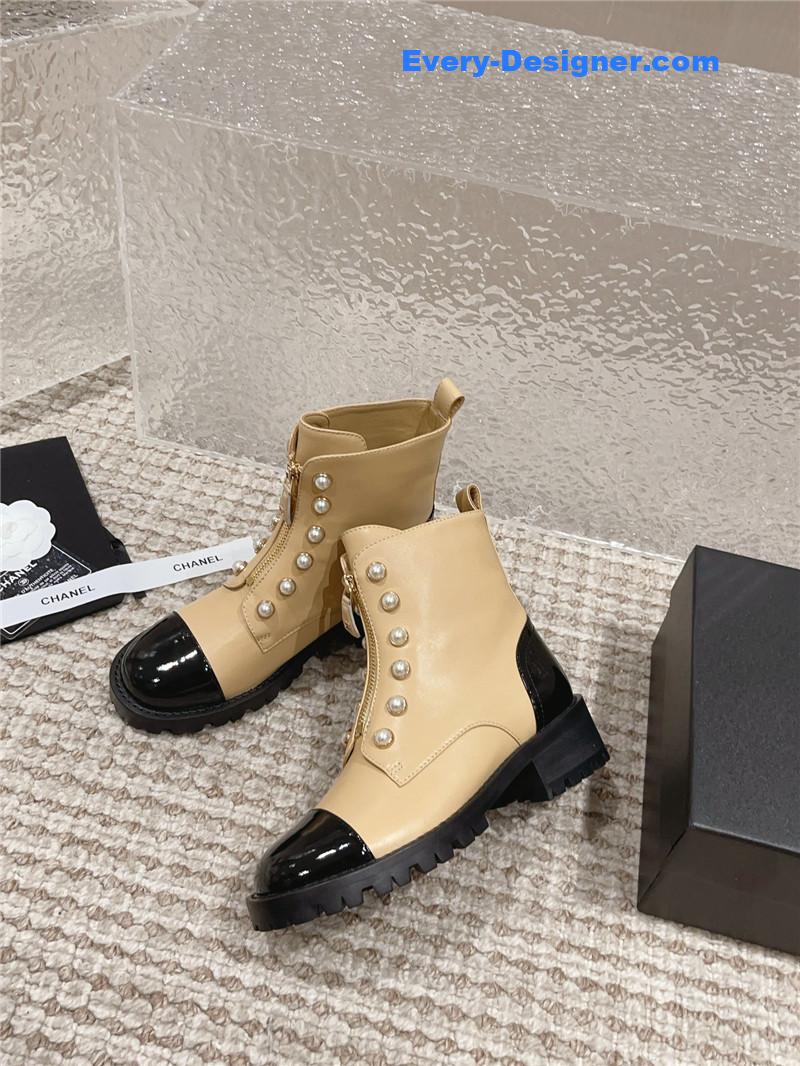 CC new autumn and winter pearl zipper boots