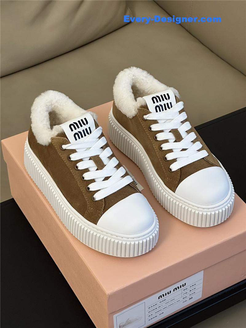 M1um1u autumn and winter lamb wool series sneakers