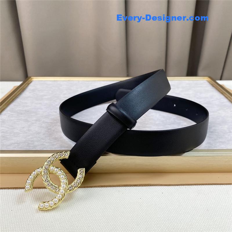 Ch**el plain cowhide 3cm versatile small belt