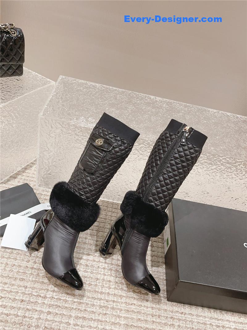 CC new electroplated heel down high boots