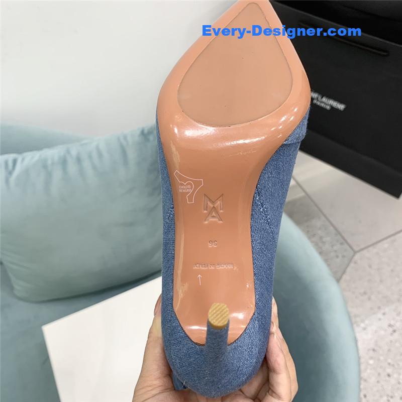 Amina Muaddi pleated stiletto booties