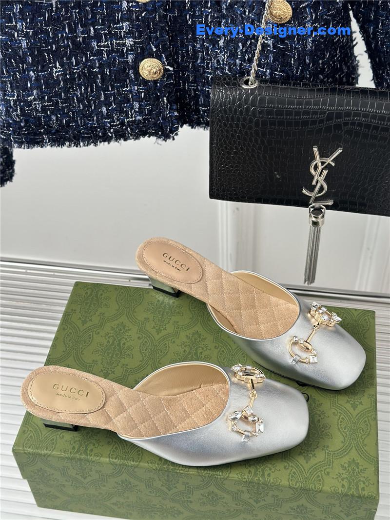 Gvc*1 new horsebit toe thick heel half slippers