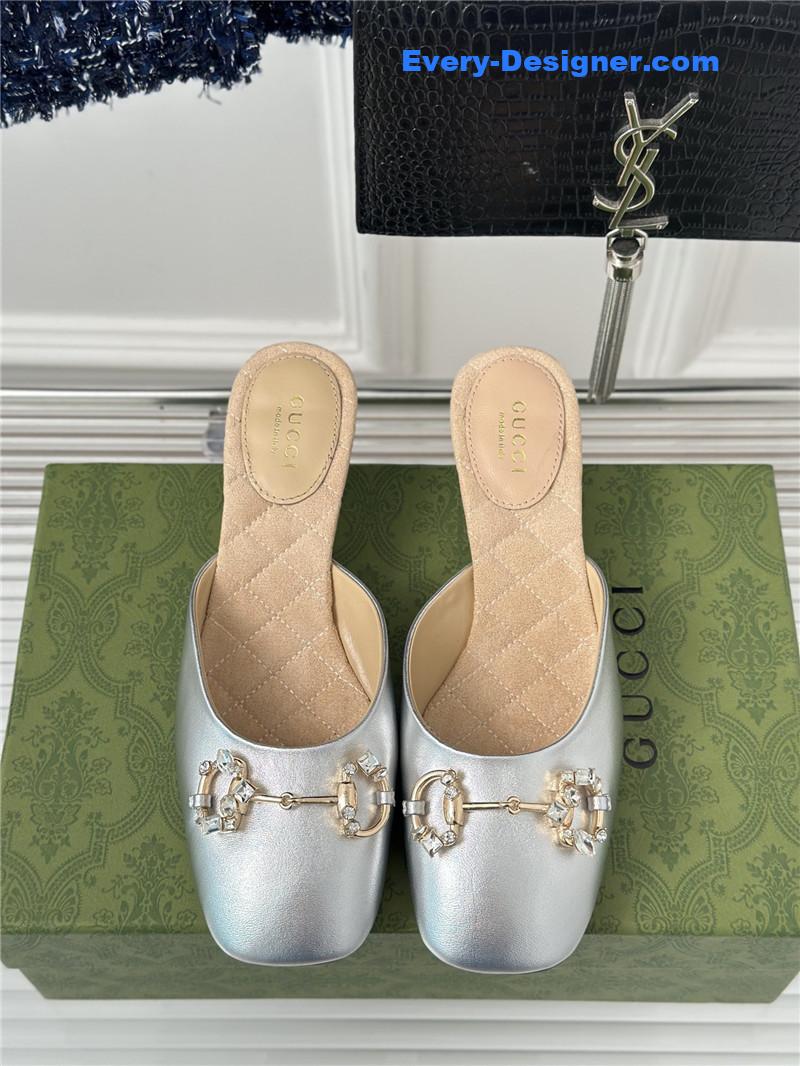 Gvc*1 new horsebit toe thick heel half slippers