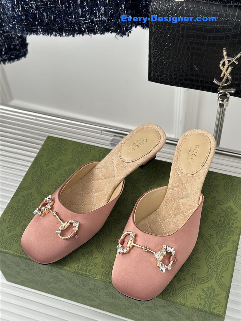 Gvc*1 new horsebit toe thick heel half slippers