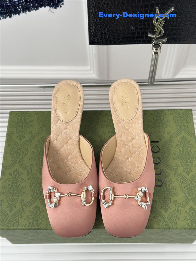Gvc*1 new horsebit toe thick heel half slippers