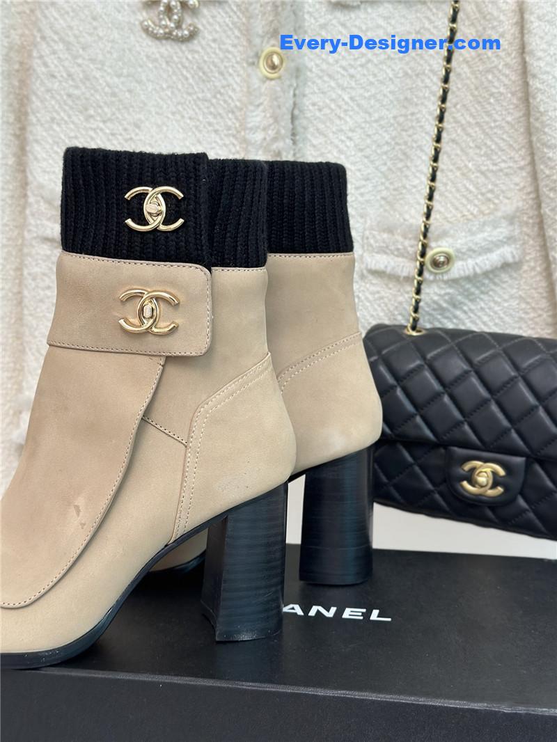 CC bag buckle knitted woolen short boots