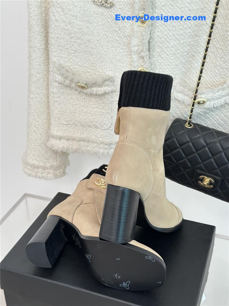 CC bag buckle knitted woolen short boots