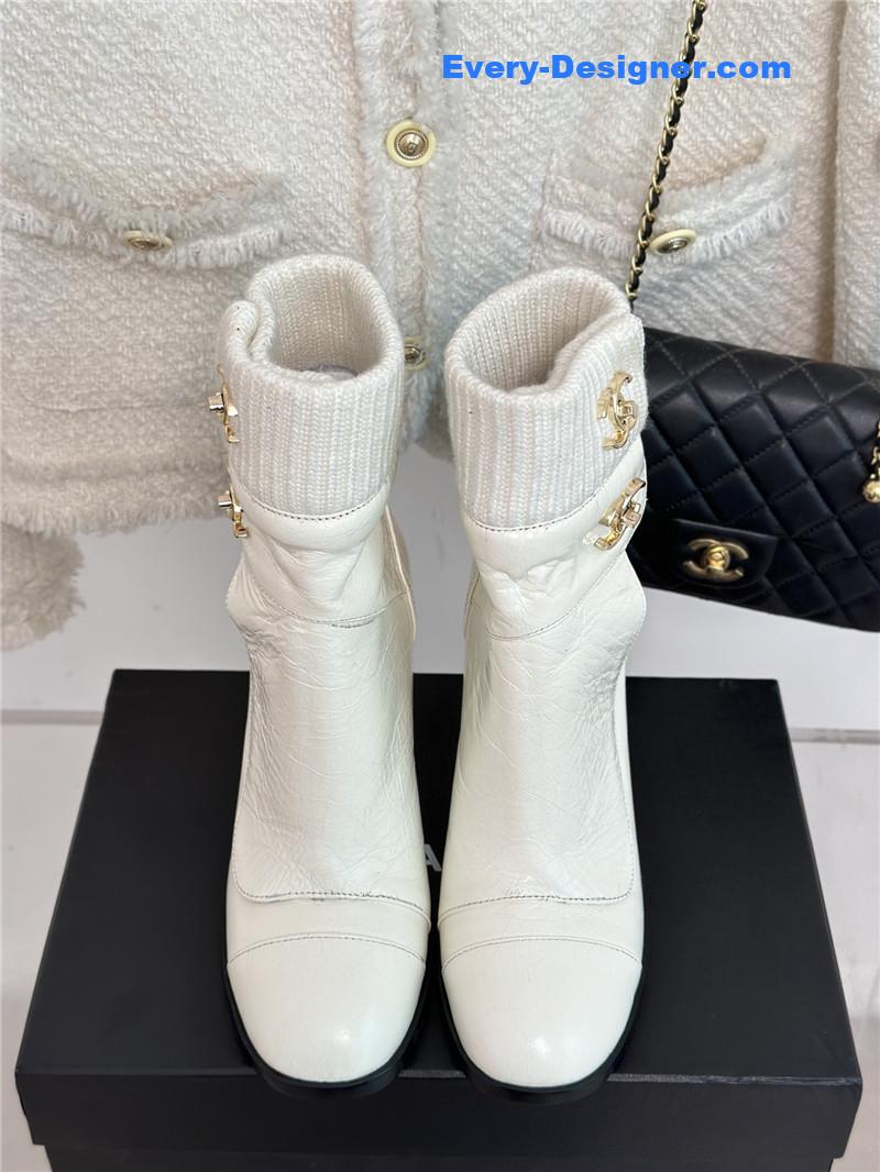 CC bag buckle knitted woolen short boots