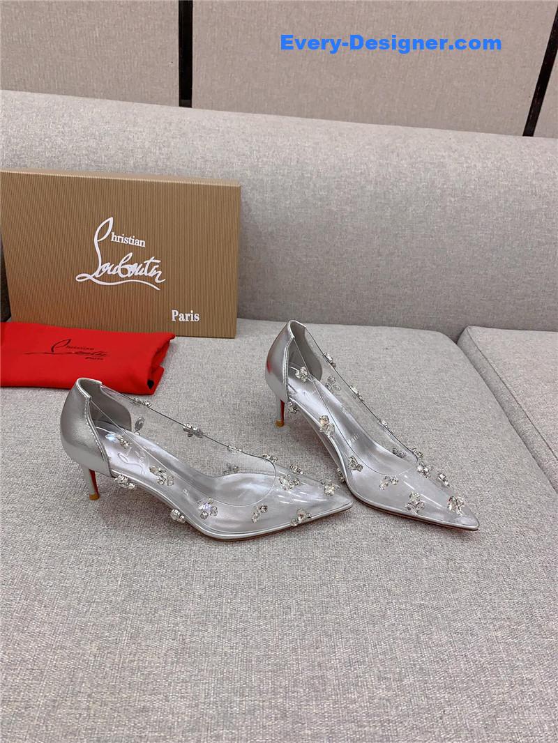 Chr1st1an louboutin crystal clear red sole high heels