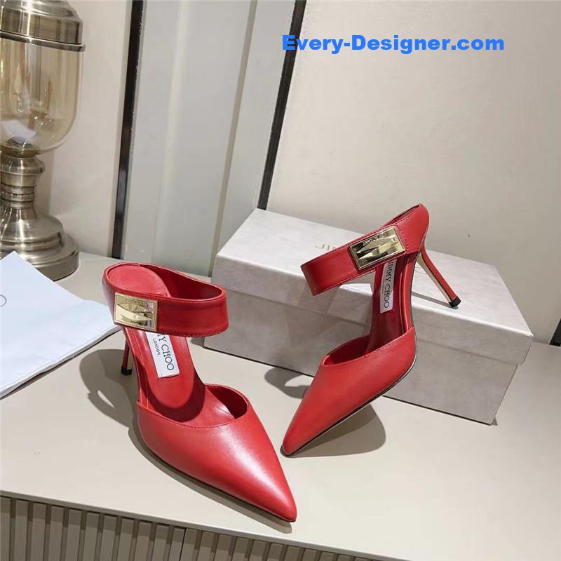 J1m*y Ch00 metal buckle half slippers for women
