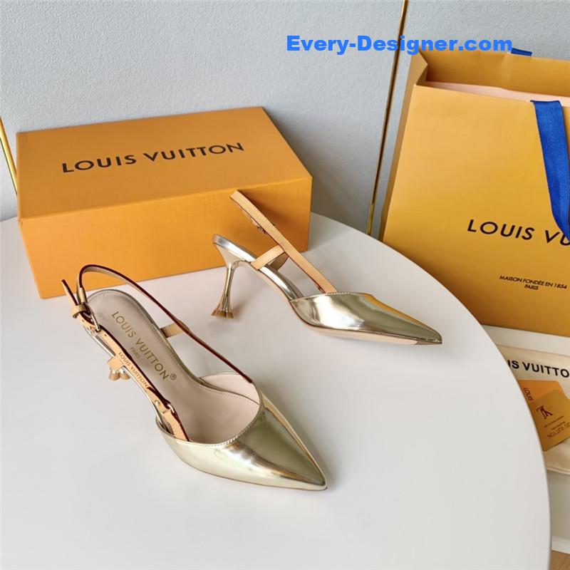 l0vis Vvtt0n lv flower electroplated heel back high heel sandals