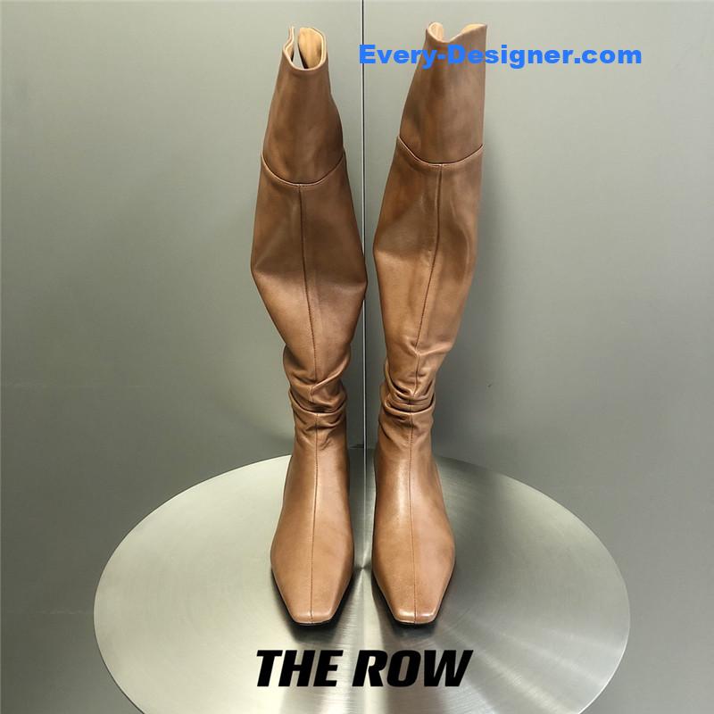 The R0w two-piece square-toe pleated over-the-knee boots
