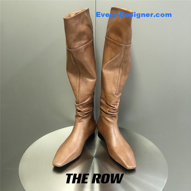 The R0w two-piece square-toe pleated over-the-knee boots