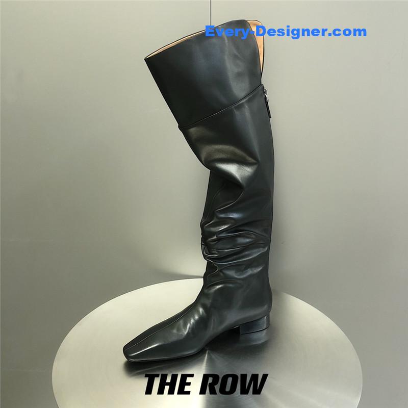 The R0w two-piece square-toe pleated over-the-knee boots