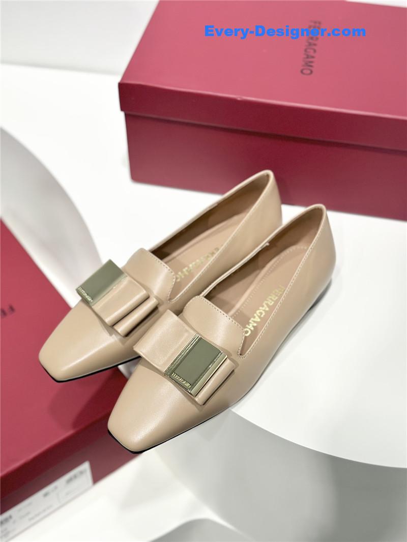 Salvatore Ferragamo Double Bow Column Block Heel Pumps