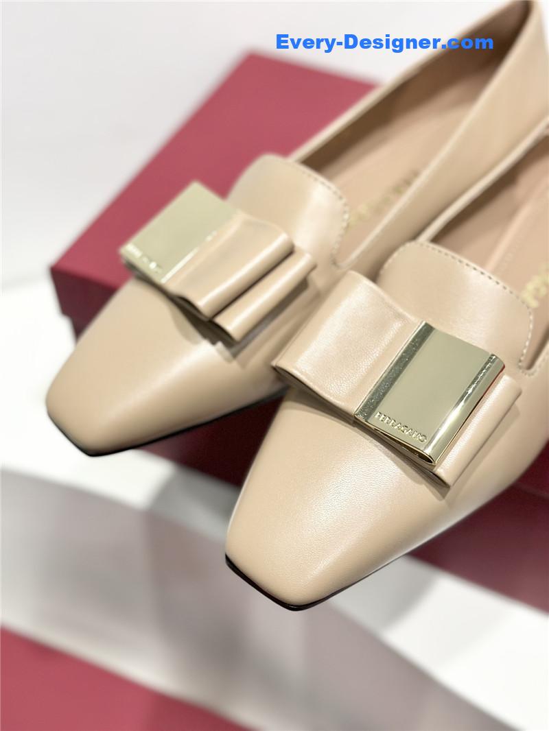 Salvatore Ferragamo Double Bow Column Block Heel Pumps