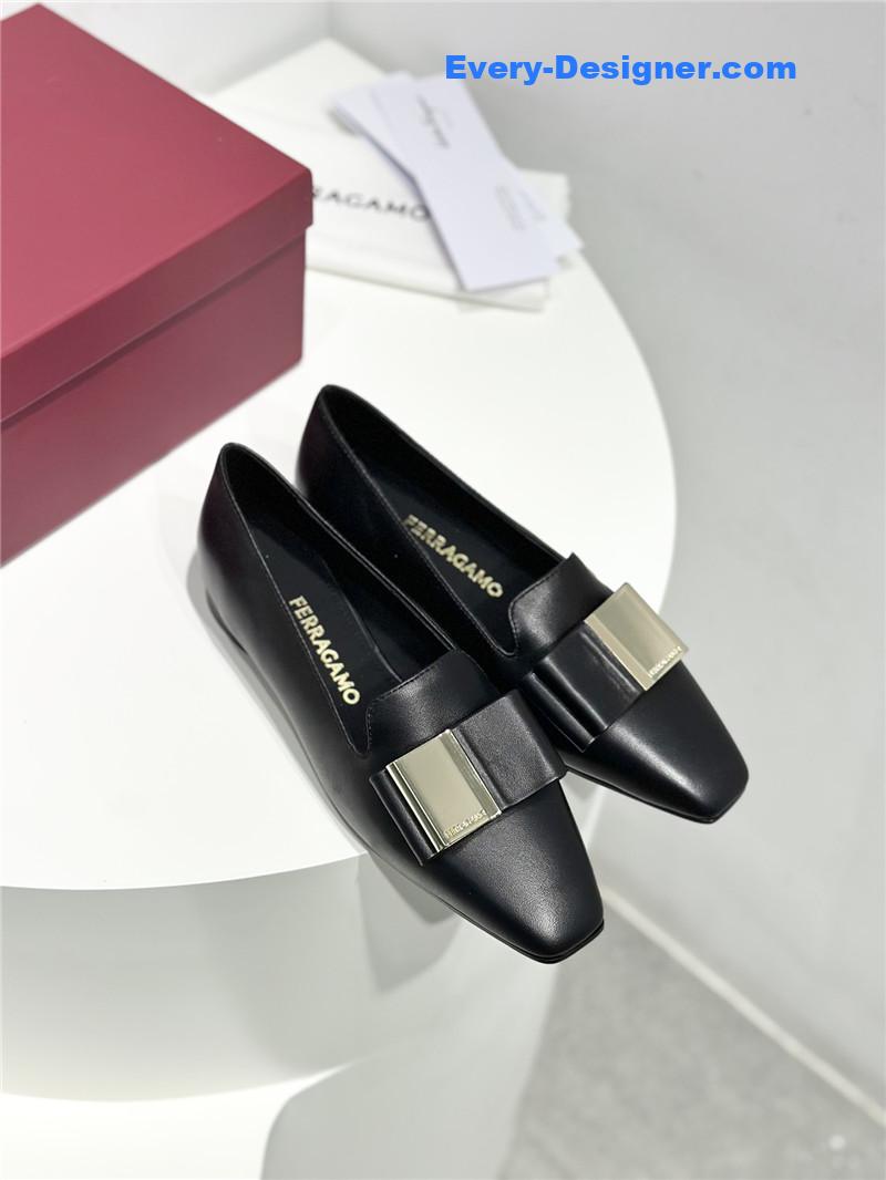 Salvatore Ferragamo Double Bow Column Block Heel Pumps