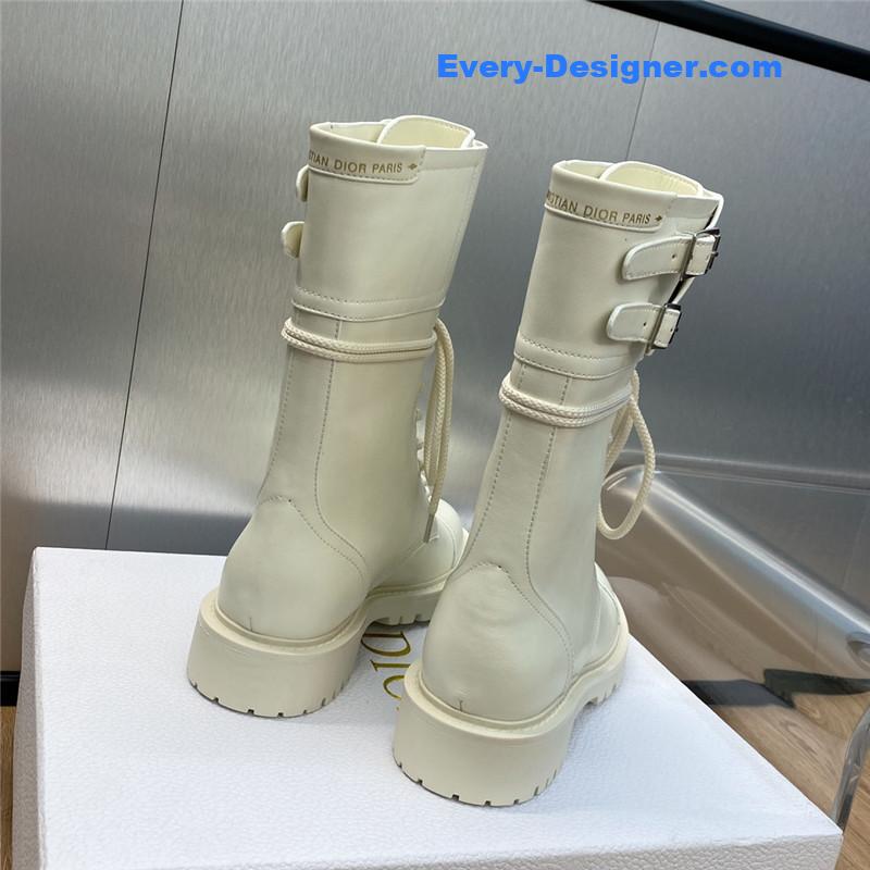 D10r belt buckle low heel round toe lace up knight boots