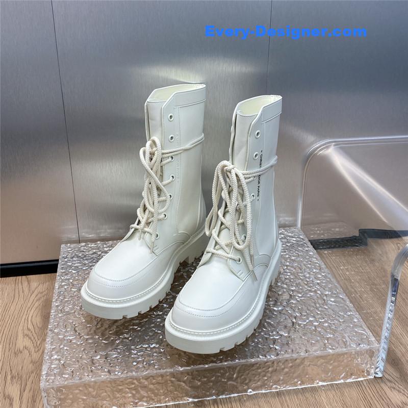 D10r low heel round toe lace up knight boots