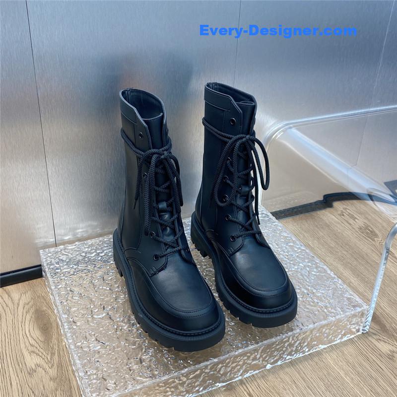D10r low heel round toe lace up knight boots