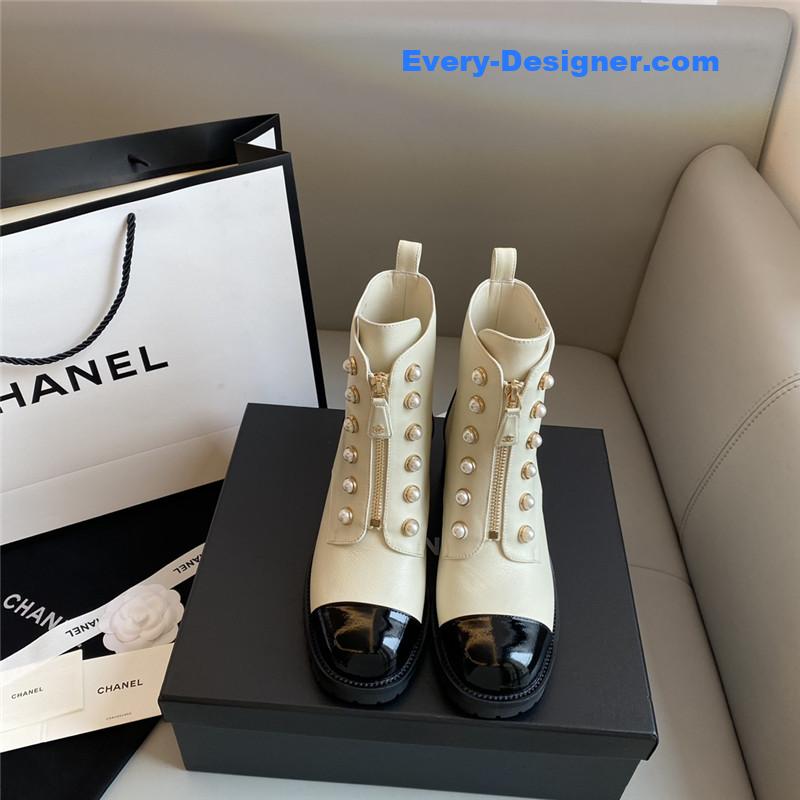CC new double c pearl cowhide short boots
