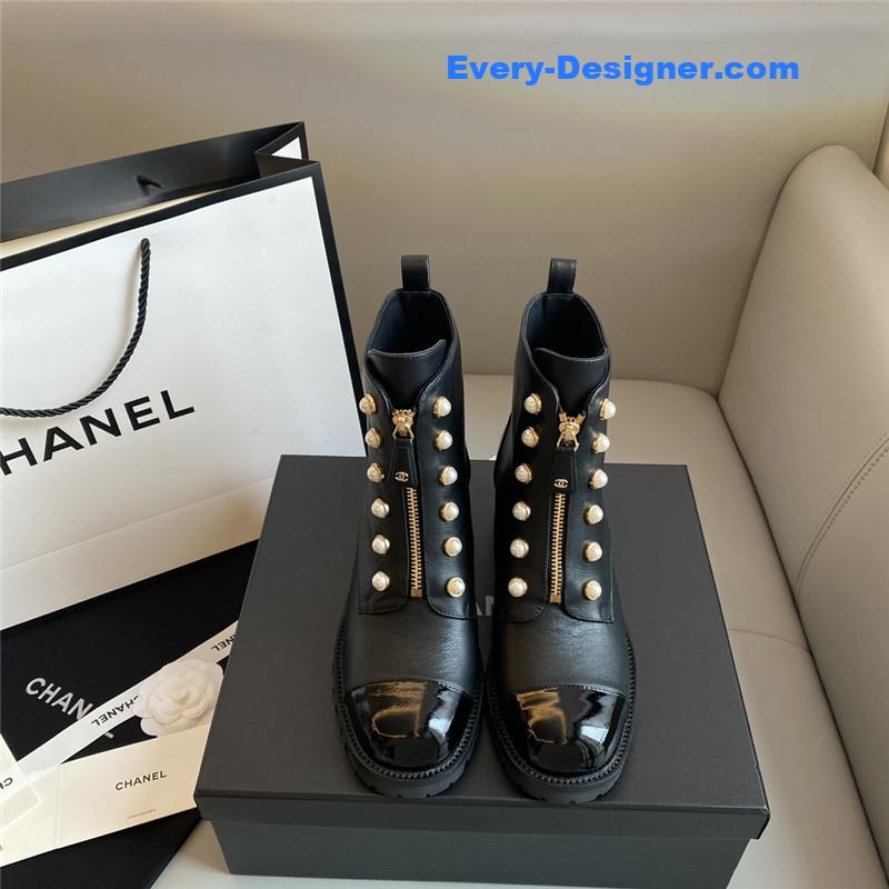 CC new double c pearl cowhide short boots
