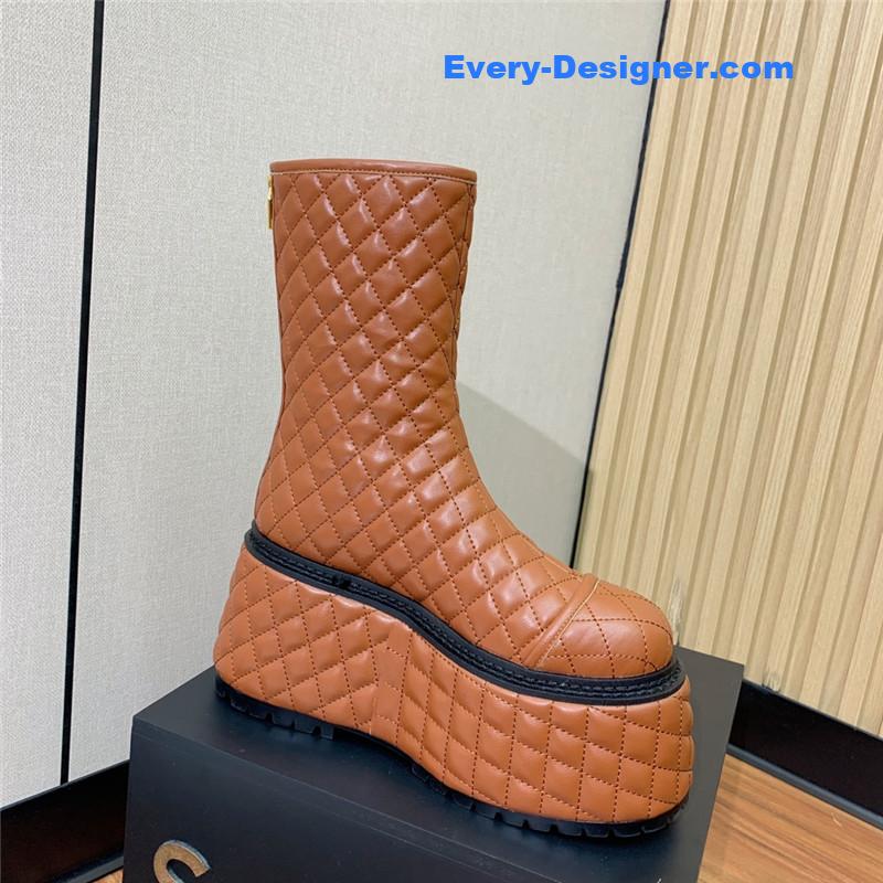 Balmain electro-embroidered leather platform boots