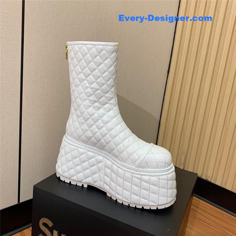 Balmain electro-embroidered leather platform boots