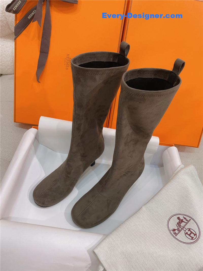H**me5 stretch sheepskin high-heeled boots