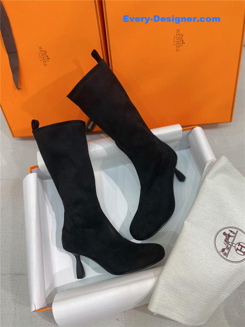 H**me5 stretch sheepskin high-heeled boots