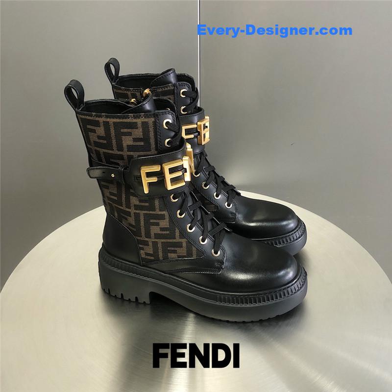 F**di metal logo martin boots short boots