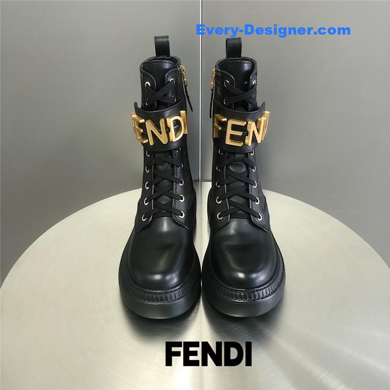 F**di metal logo martin boots short boots
