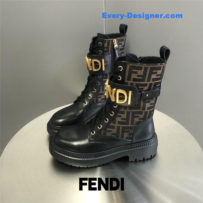 F**di metal logo martin boots short boots