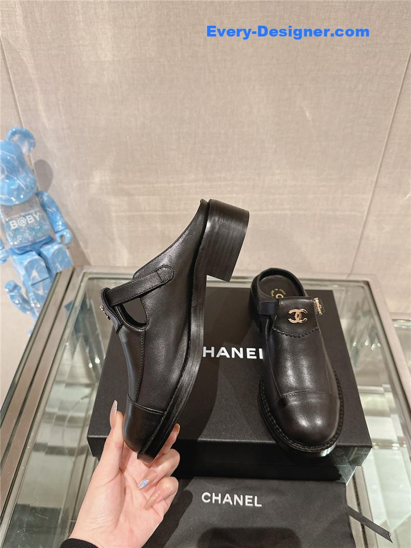 CC half slippers thick heel toe mules