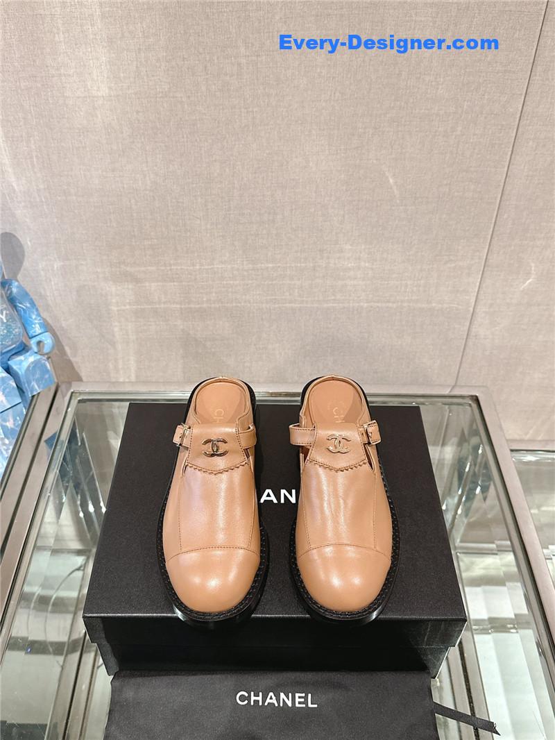 CC half slippers thick heel toe mules