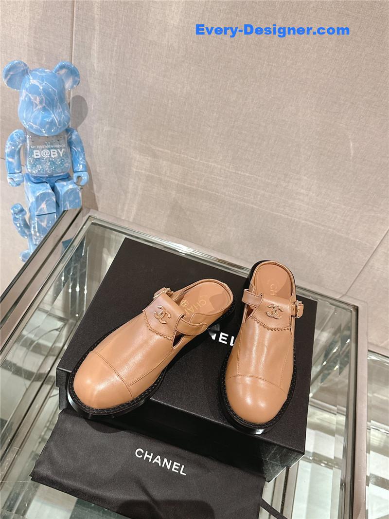CC half slippers thick heel toe mules
