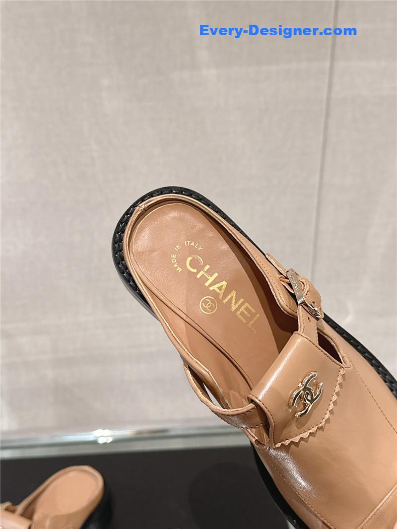 CC half slippers thick heel toe mules