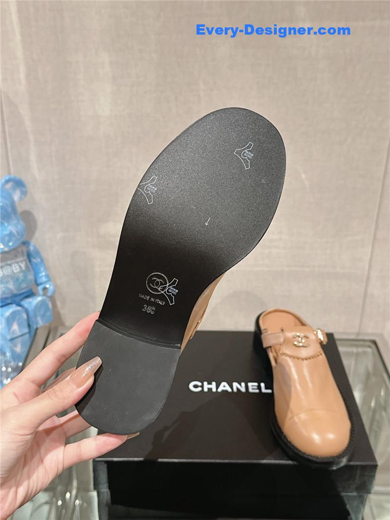 CC half slippers thick heel toe mules
