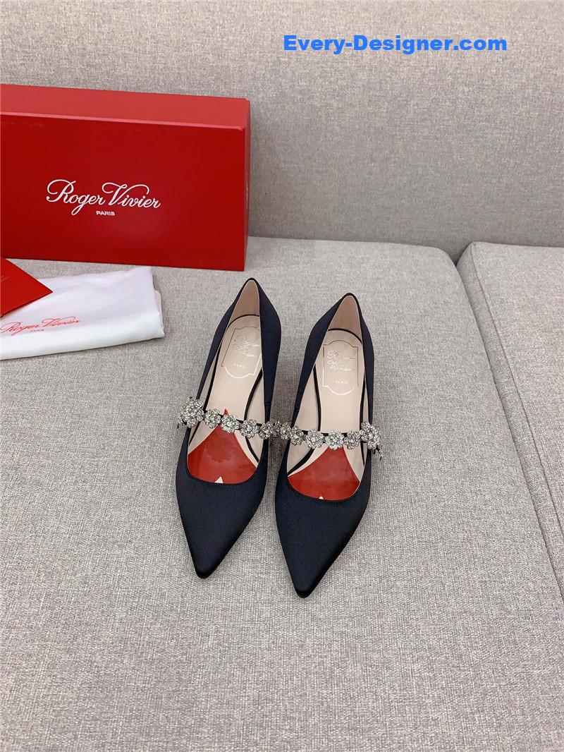 Roger vivor new Bouquet flower rhinestone cat heel high heels